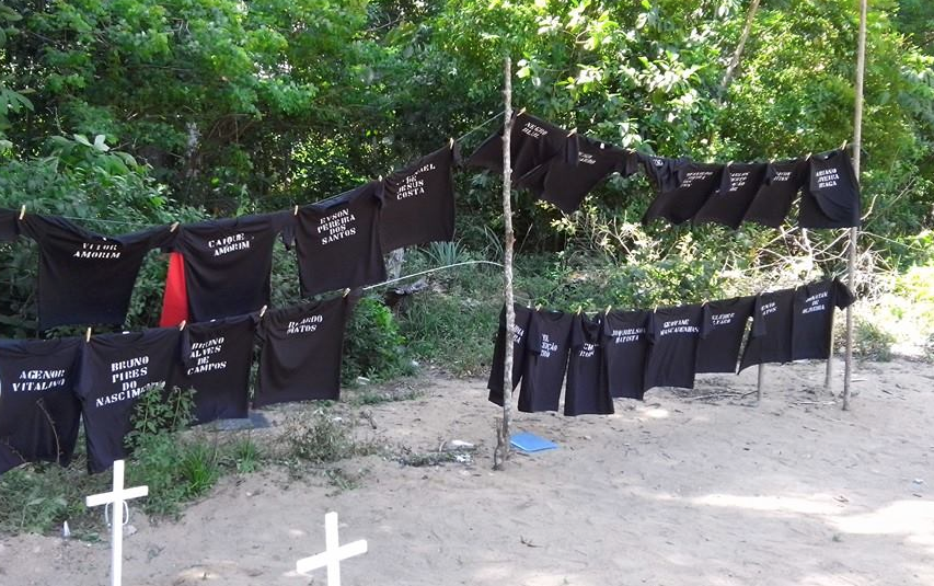 T-shirts hung by residents of Cabula display names of the dead.